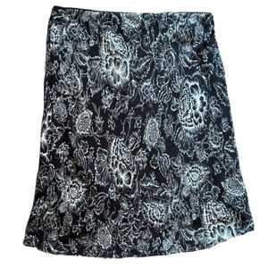 Vintage Beechers Brook Slip Midi Skirt Black White Floral 90s Y2K Flowy Size XL
